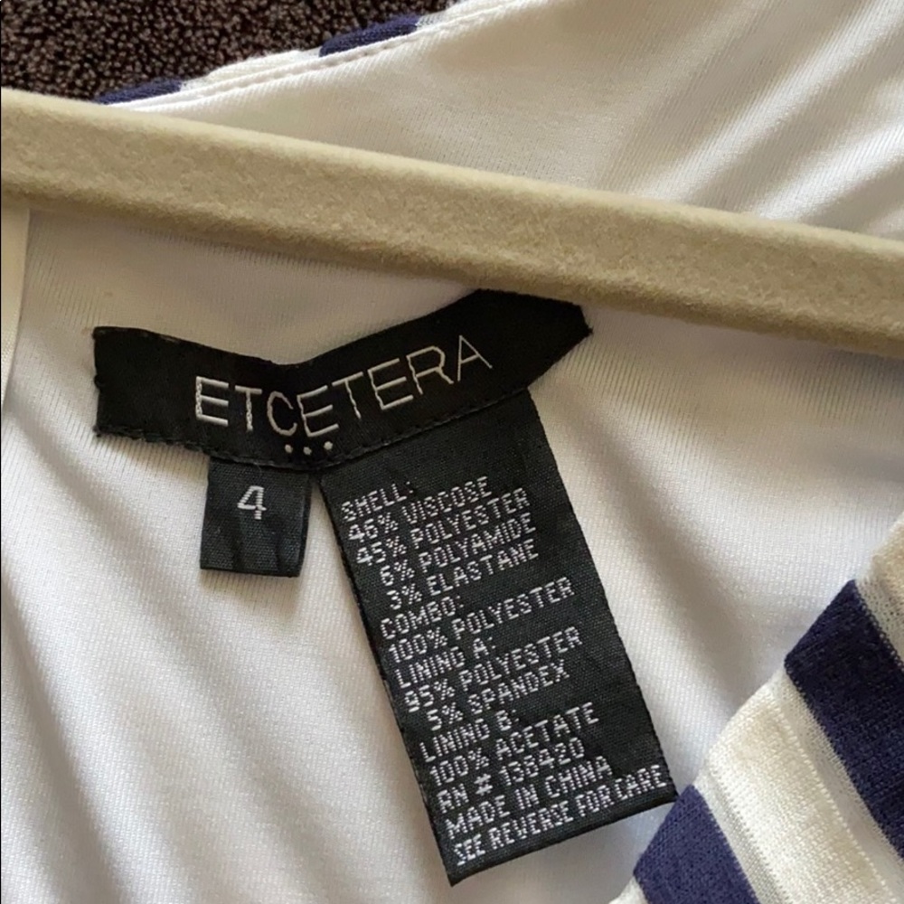 Excetera blue, white,& silver dress with belt  S4 - Picture 3 of 3
